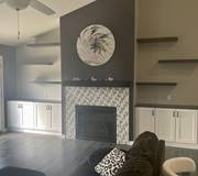 custom fireplace surround and shelves